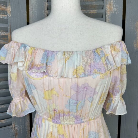 Ba&sh Noma On/Off Shoulder Maxi Dress Nude Sz 4 NWOT - Picture 6 of 16